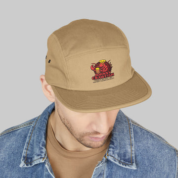 Embroidered 5 Panel Cap with Johnny Crawfish Design