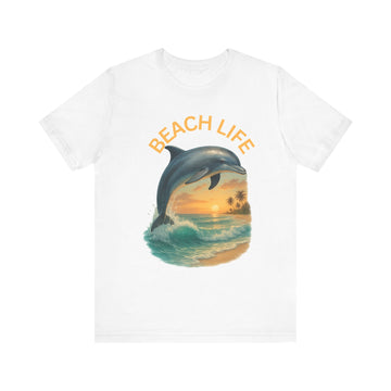 Beach Life Dolphin Tee, Unisex Summer T-Shirt, Coastal Style Shirt, Ocean Lover Gift, Relaxed Fit Casual Wear